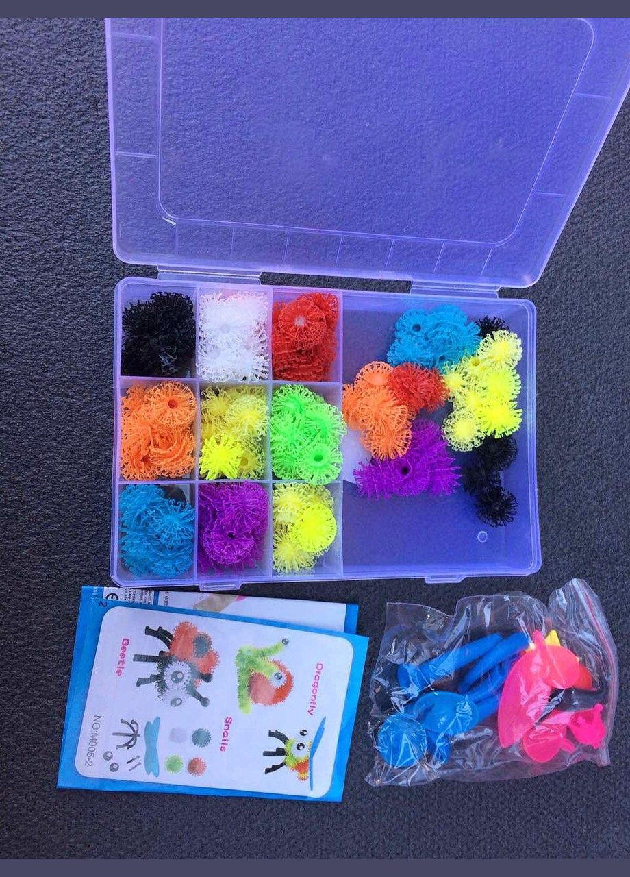 Набір для творчості Конструктор-липучка, Банчемс, аксесуари,120дет., у валізі, 19/13/4см арт. 0962 Bunchems (301648714)