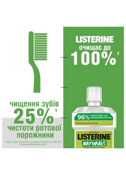Ополаскиватель для полости рта Naturals с эфирными маслами 500 мл (3574661643335/3574661657462) Listerine (397595707)