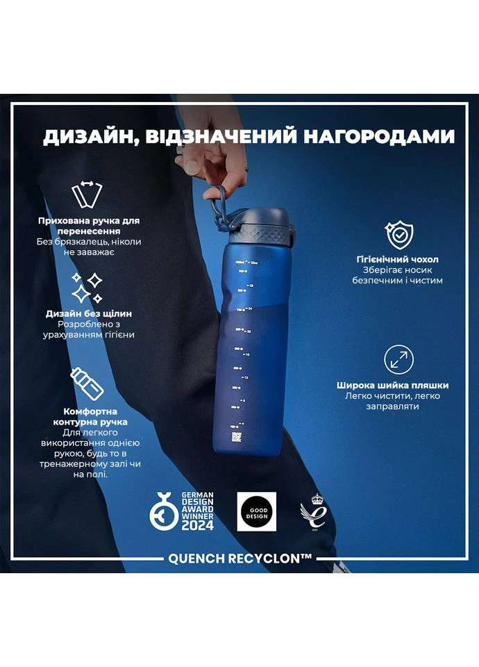 Пляшка для води 1000 мл. (ЕКО пляшка) BPA Free, Navy ION8 (397600171)