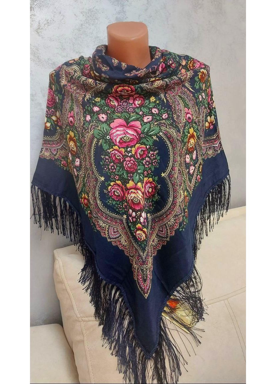 Українська хустка на Різдво 110см плюс торочки, темно-синя хустка No Brand (366817534)