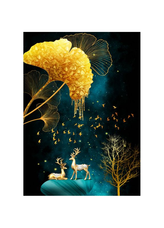 Алмазна мозаїка Олені в нічному сяйві см картина для декору інтер'єру творчий набір Strateg (369758906)