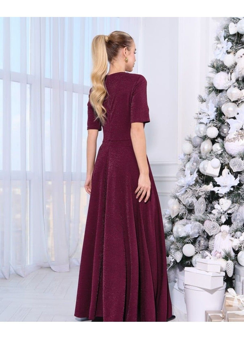 Бордова вечірня сукні 14966 темно-бордовий ISSA PLUS