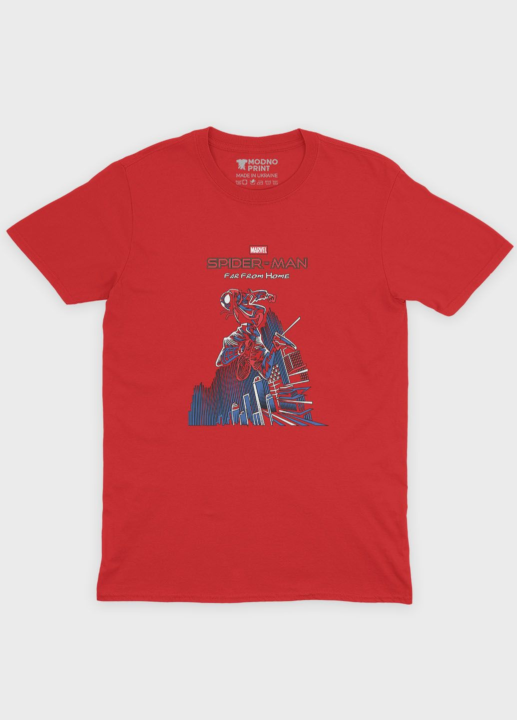 Червона демісезонна футболка для дівчинки з принтом супергероя - людина-павук (ts001-1-sre-006-014-041-g) Modno