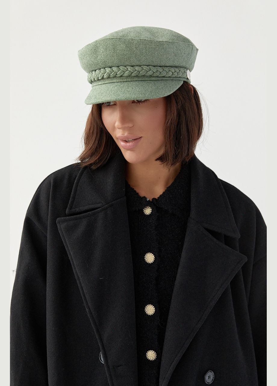 Жіноча кепі з кашеміру із косичкою - рожевий цвет, L (sku_02113) No Brand (313614727)