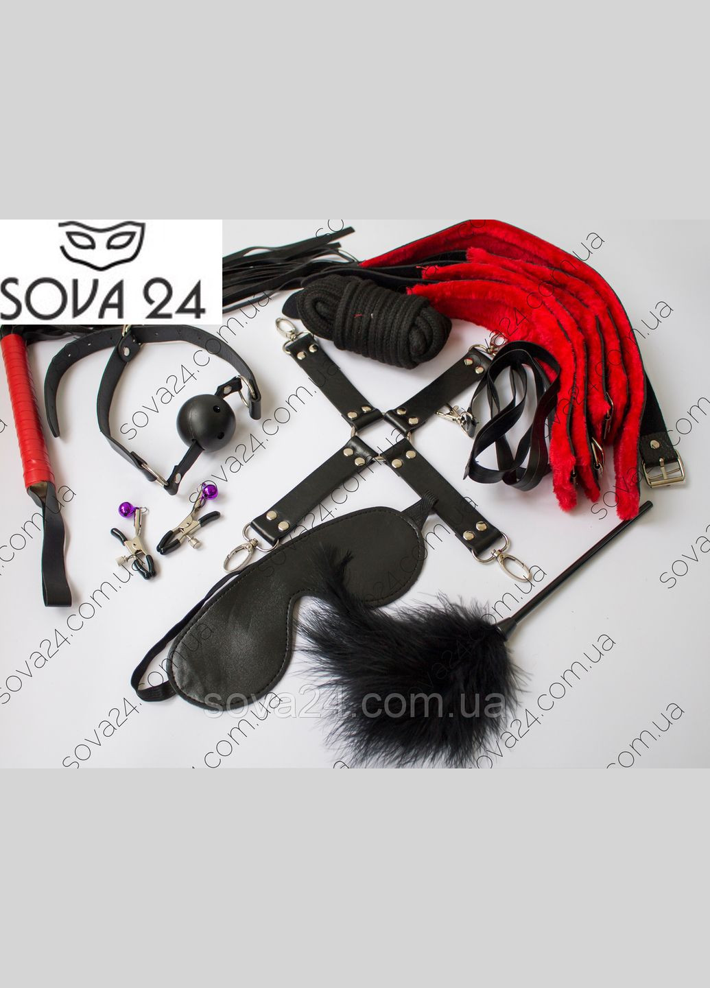Набор садо-мазо для ролевых БДСМ игр Красно-черный No Brand (340914403)