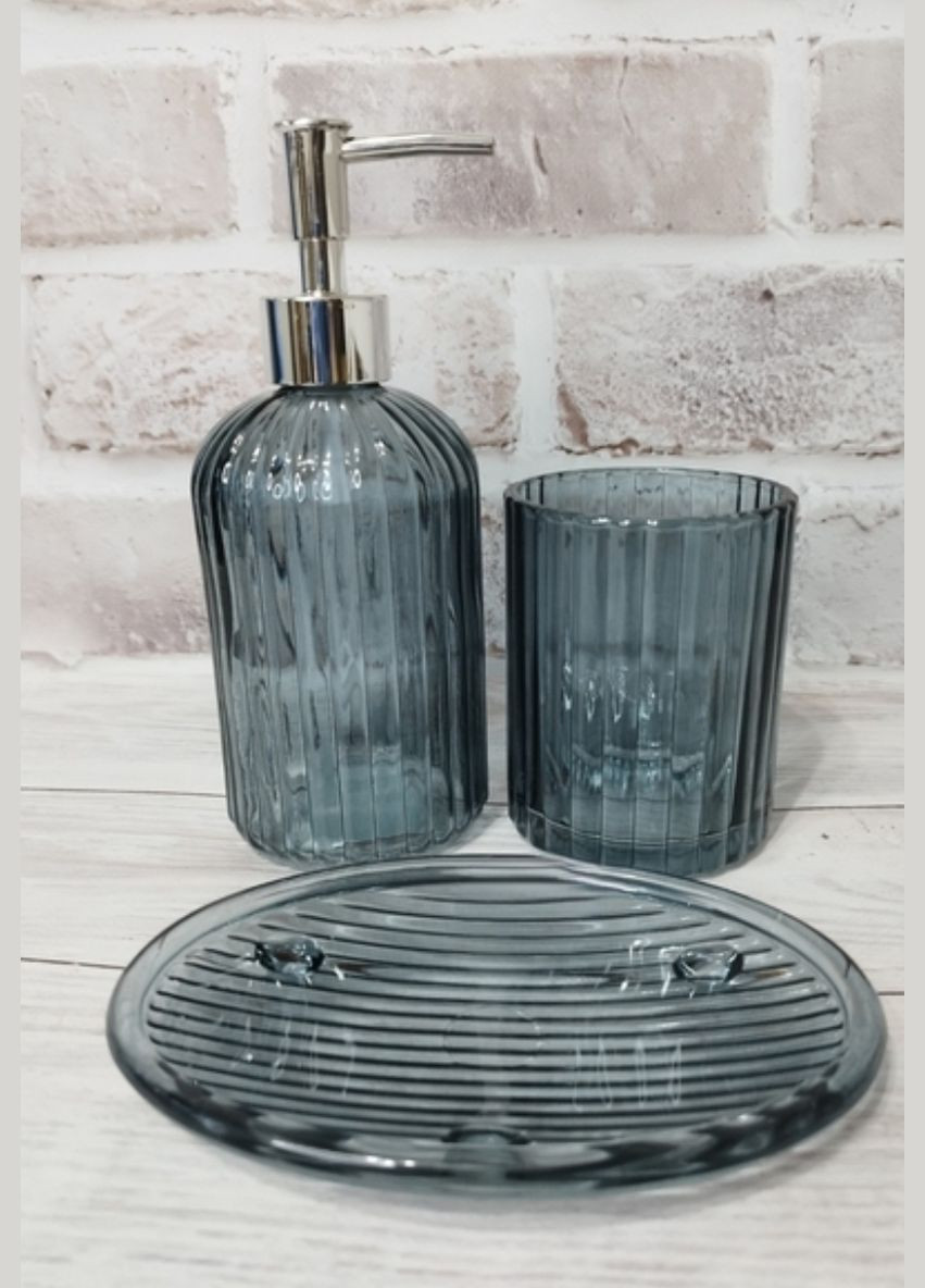 Набір аксесуарів для ванної кімнати Fusion Facets скло 3 предмети S&T (330615237)