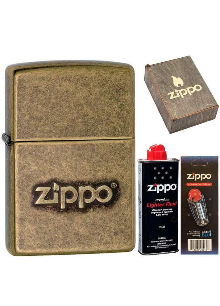 Комплект Зажигалка 28994 201FB Stamp + Бензин + Кремни + Подарочная коробка Zippo (316625932)
