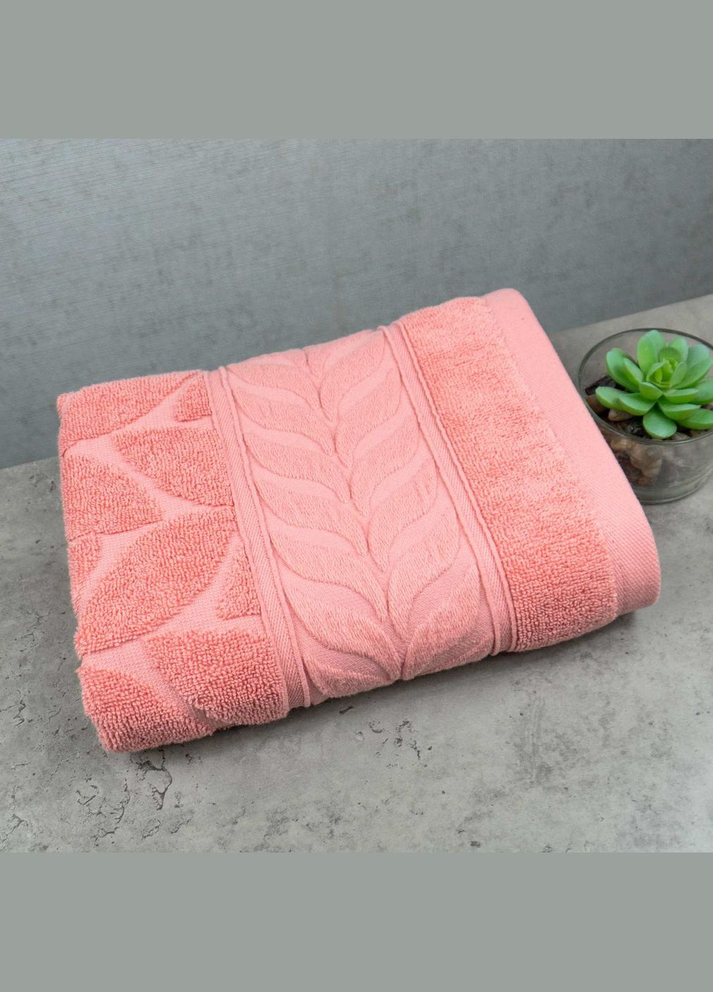 GM Textile полотенце махровое для лица и рук 40x70см премиум качества листья 550г/м2 () розовый производство -
