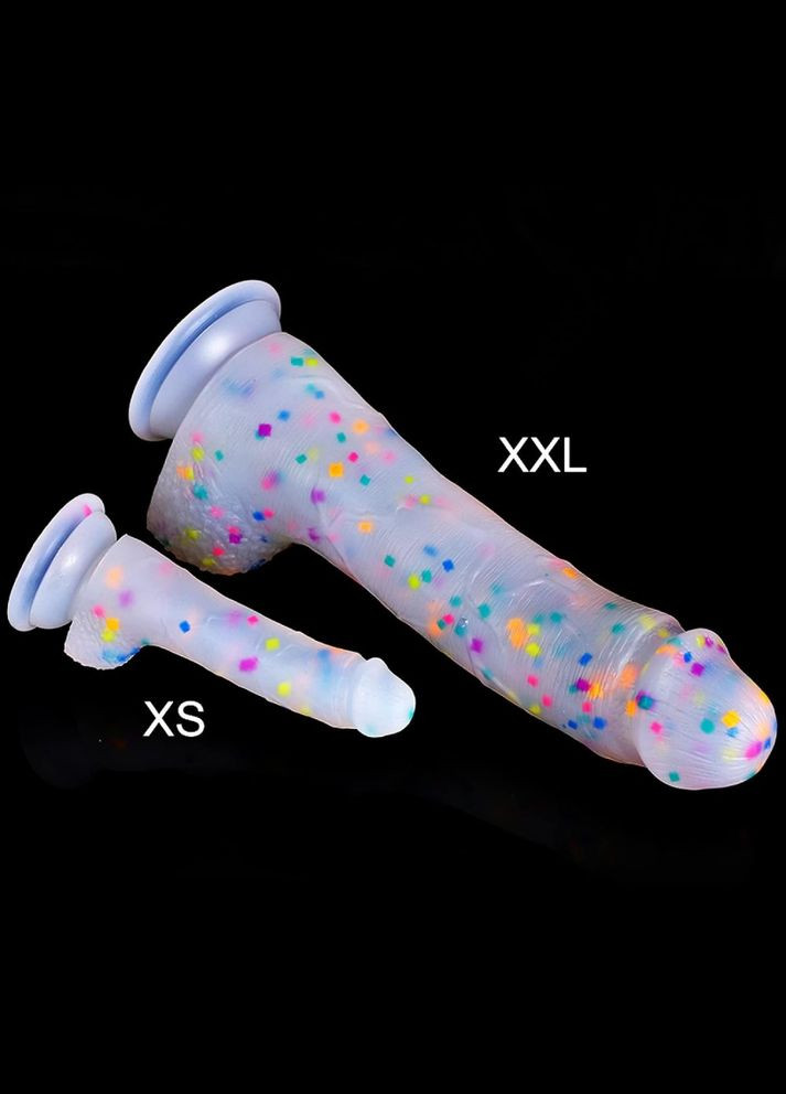 Фаллоімітатор Marty Party M 19 см напівпрозорий з кольоровим вкрапленням всередині силікону Focus (303907144)