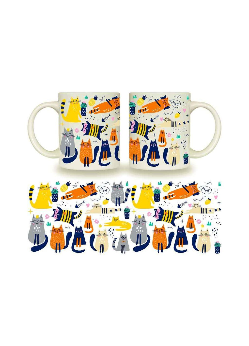 Чашка 325мл Фарфор Цилиндр "Кошки кактус" в под. коробке 3730 KVARTA (354344725)