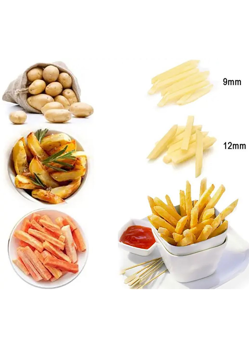 Прес для нарізування картоплі фрі соломкою картоплерізка металева ручна слайсер Potato Chipper A-Plus (371652182)