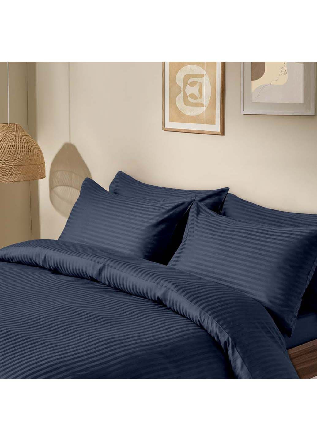 Двоспальна постіль сатин з простирадлом на гумці DENIM CS1 180х220 см Cosas (307477863)