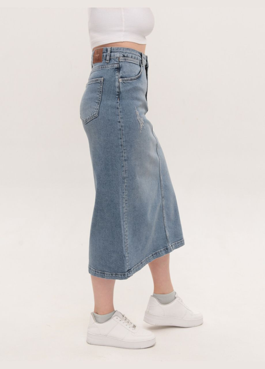 Спідниця жіноча джинсова довга блакитна зі стрейчем Cracpot Пряма (329854066)