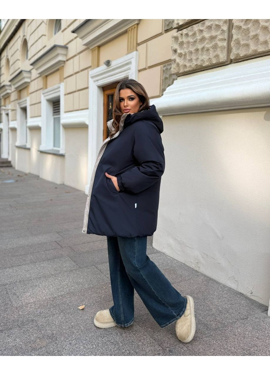 Чорна зимня куртка тепла двостороння Garna