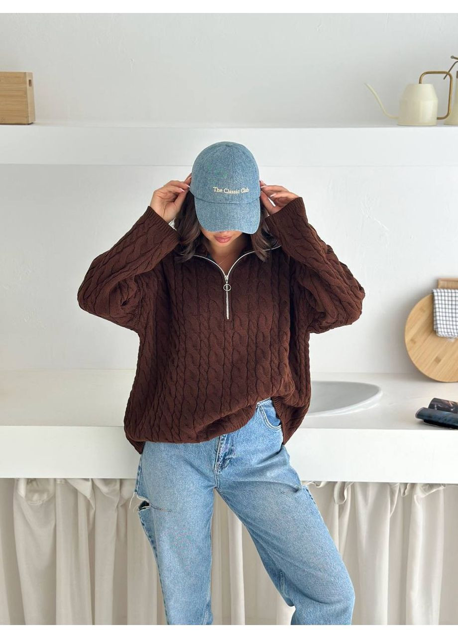 Коричневый демисезонный женский свитер джемпер No Brand