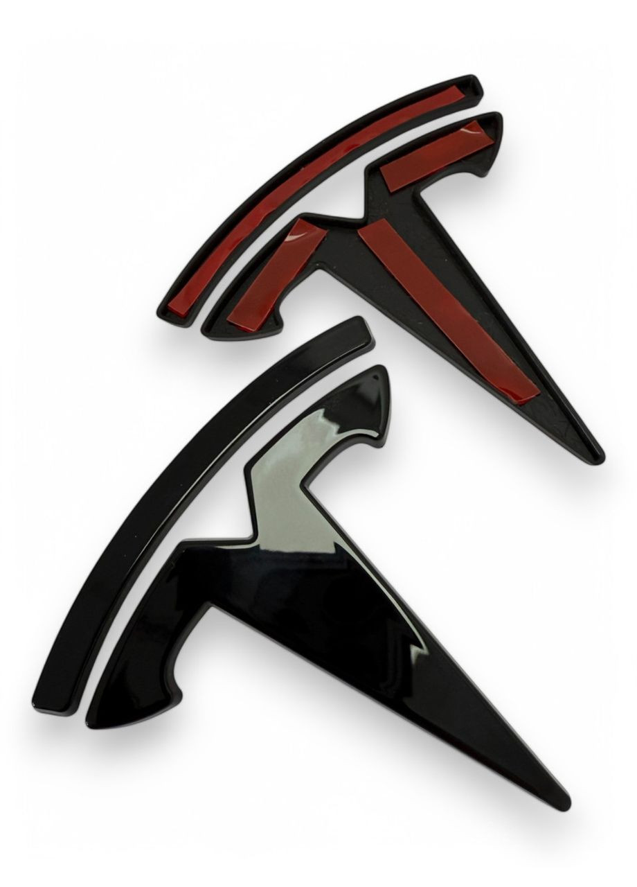 Накладки на оригінальні емблеми на капот Тесла Model Y, Model 3 чорний глянець Tesla (354698670)