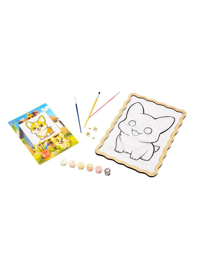 Картина по номерам "Корги" Puz-22941 формат А4 кисточка, краски, крепеж для стены No Brand (330602827)