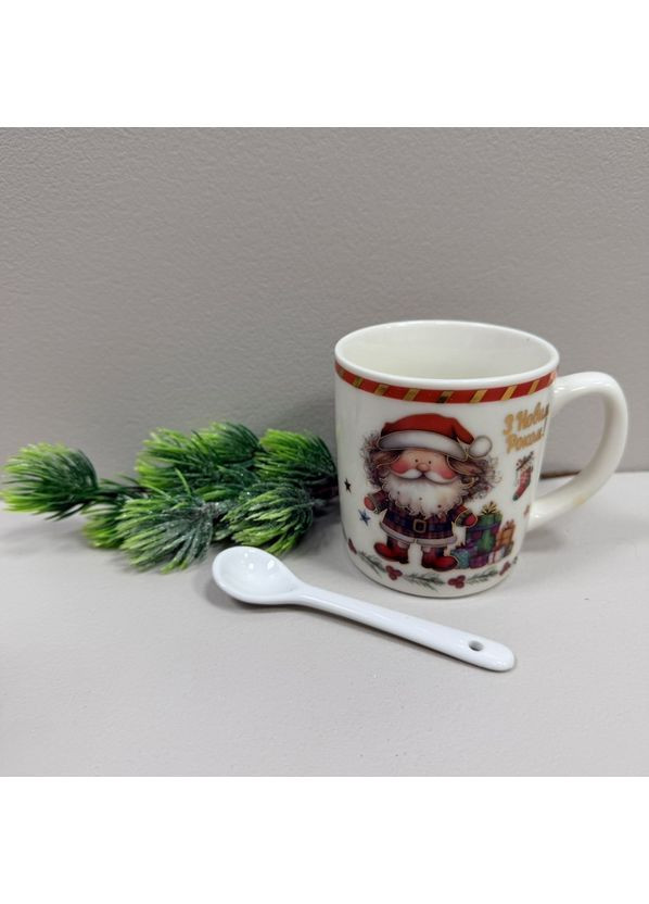 Чашка новорічна з ложкою в подарунковій коробці керамічна 175 мл h-8 см, d-7,3 см 269/3655-2 Stenson (367111044)