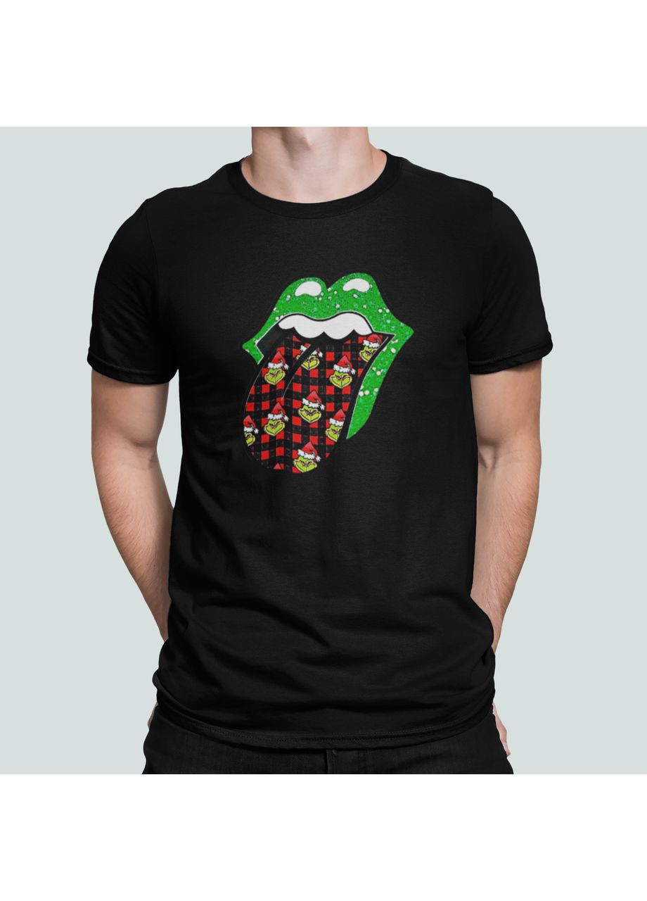 Чорна чоловіча новорічна футболка з принтом the rolling stones grinch грінч Stedman