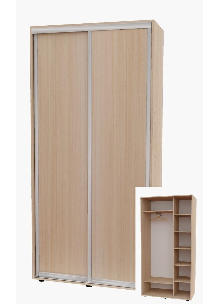 Шкаф-купе двухдверный 110*45*220 см Дуб молочный 2 двери ДСП Алекса (356771312)