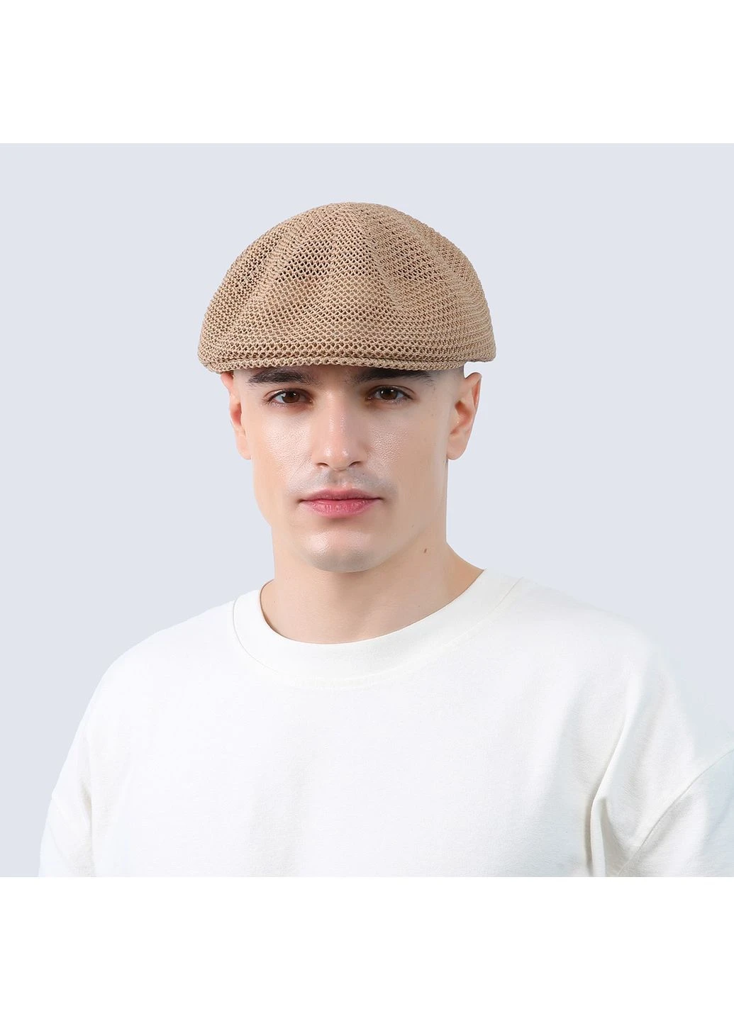 Кепка-реглан мужская хлопок бежевая ДРАГОР 004-082 LuckyLOOK 004-082М (388648289)
