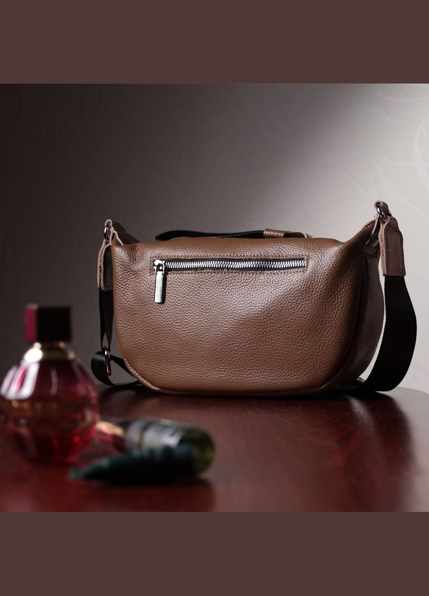 Жіноча сумка з натуральної шкіри через плече з незвичайним бігунком брелок 22619 Коричнева Vintage (329198992)