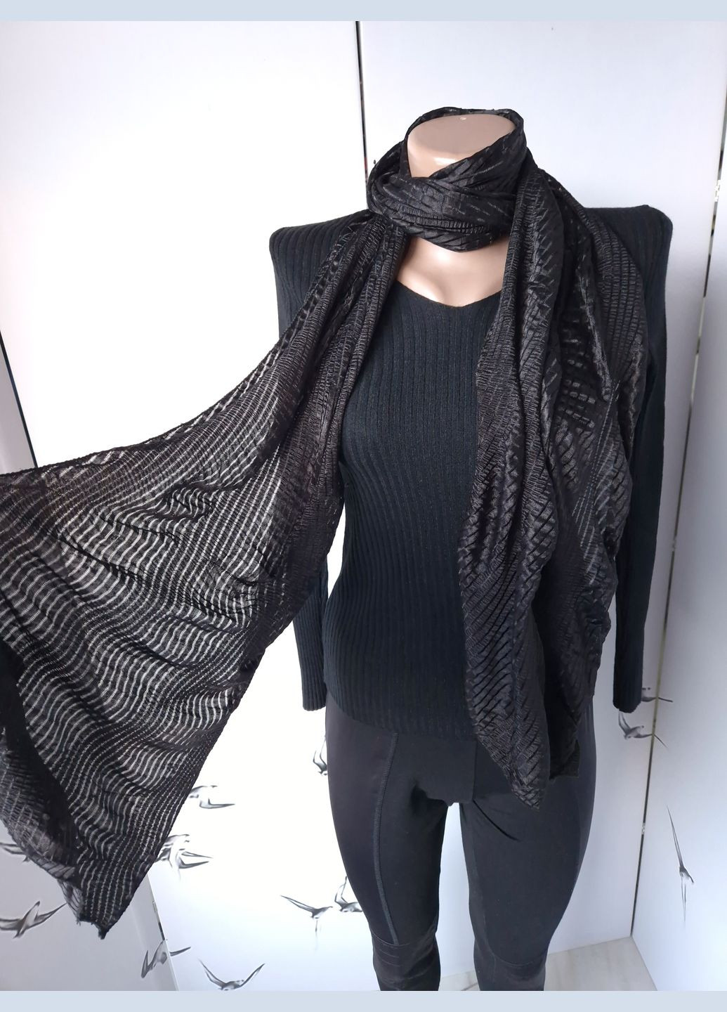 Шарф жіночий однотонний літо-весна-осінь ажурний 164х38 см No Brand (316606218)