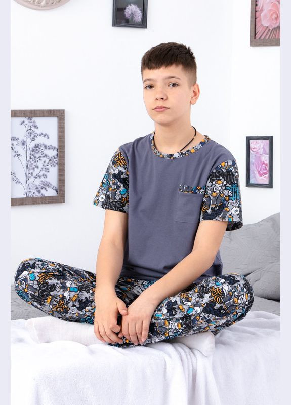 Фиолетовая всесезон пижама для мальчика (подростковая) (p-5799) Носи своє