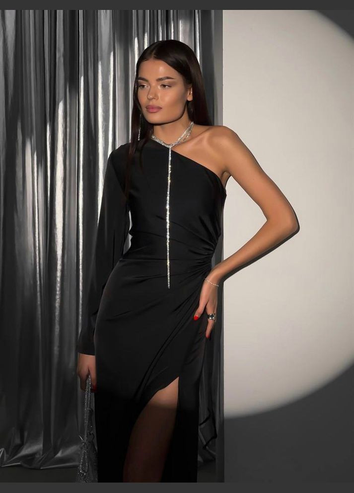 Чорна жіноча шовкова сукня колір чорний р.42/44 448925 New Trend