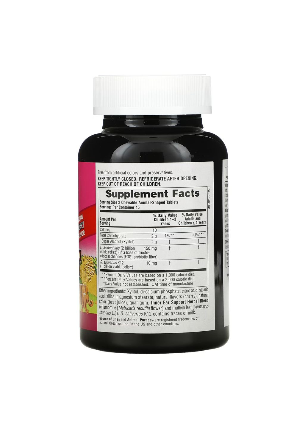 Дитяча жувальна добавка для здоров'я внутрішнього вуха з пробіотиками K12 Animal Parade 90 таблеток для імунної системи ProDobro (368977916)