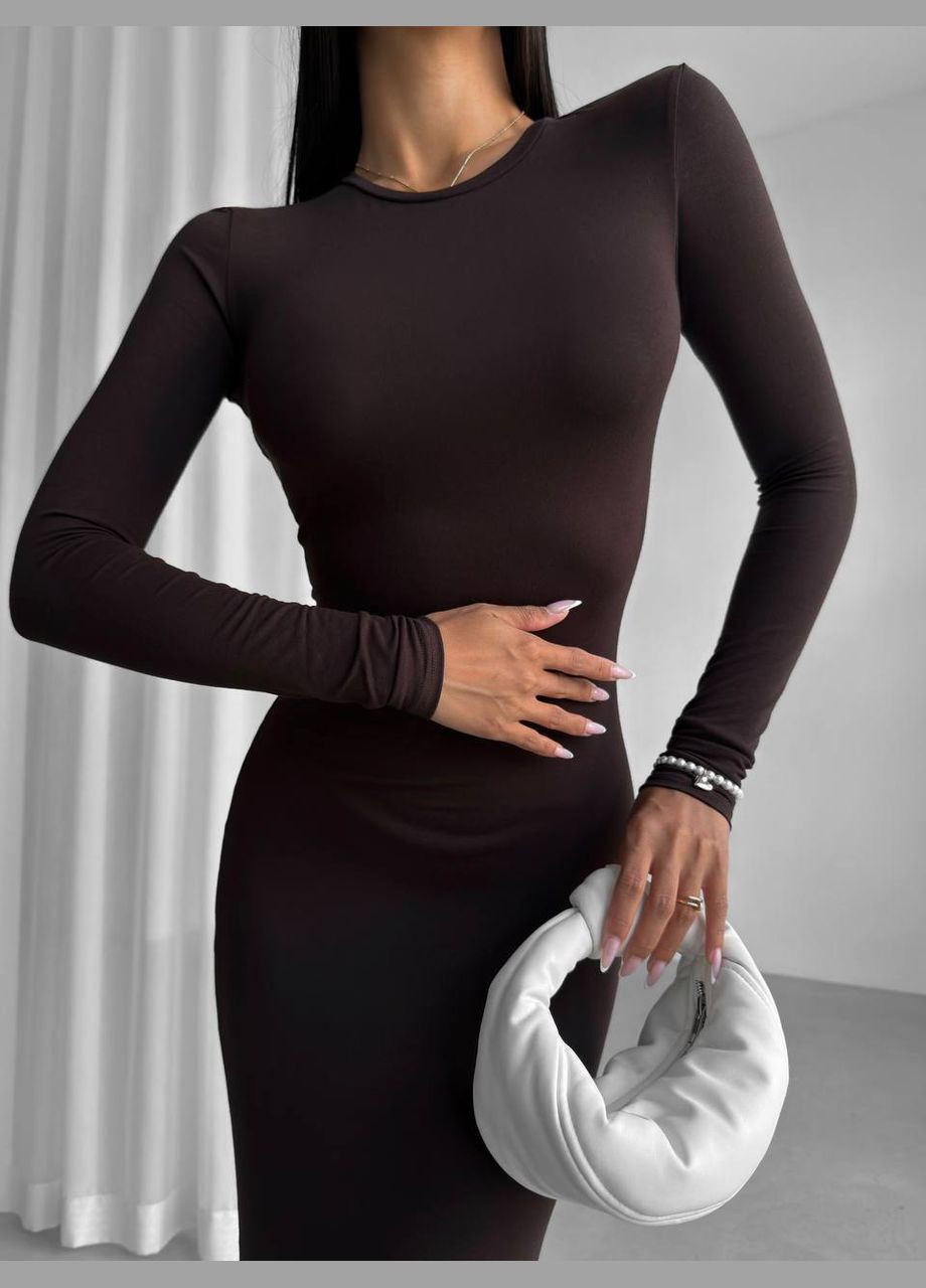 Темно-коричнева повсякденний жіноча облягаюча сукня довжина максі силуетна Avanti однотонна