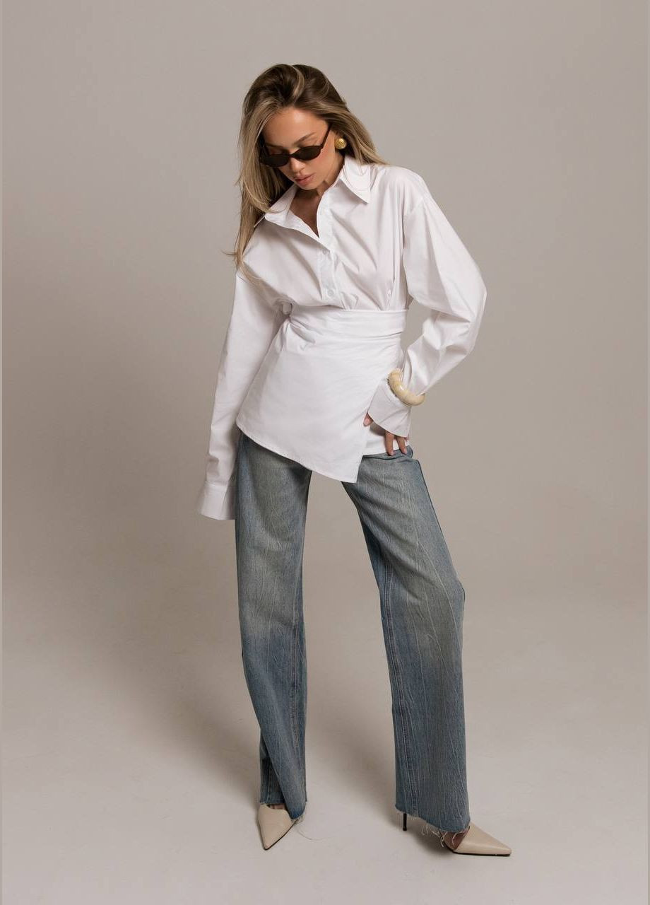 Белая классическая, праздничный, вечерний рубашка однотонная Україна