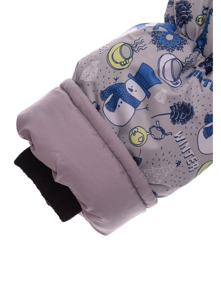 Комбінезон Конверт для хлопчика на хутрі з принтом Сніговічків Трійка сірий 98 см (27540) BABYKROHA (297199668)