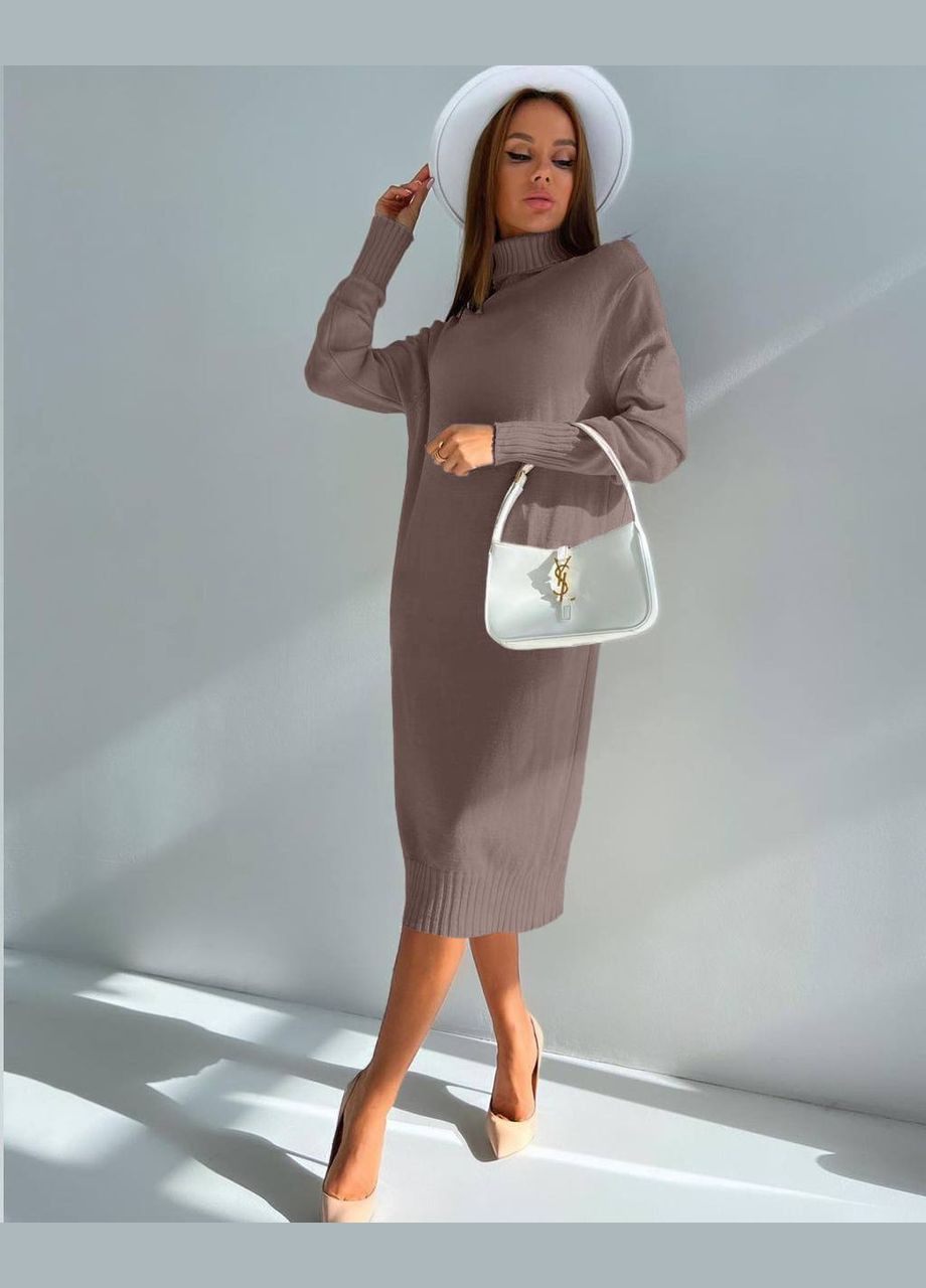 Темно-бежева повсякденний, кежуал, джинсова сукня жіноча No Brand однотонна