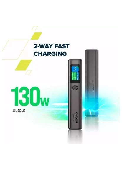 Универсальная батарея 20000mAh OnPower 230 TFT PD/130W Dark Grey (CNS-CPB230DG) Canyon (397315884)