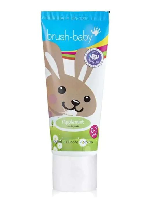 Дитяча зубна паста від 0 до 3 років (яблучна м'ята, фтор 1000 ppm), 50 мл Brush-Baby (297925717)