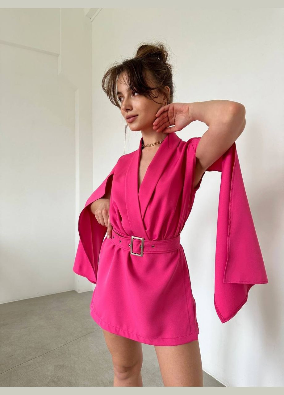 Женский комбинезон с юбкой-шортами цвет малина р.42/44 449333 New Trend рожевий