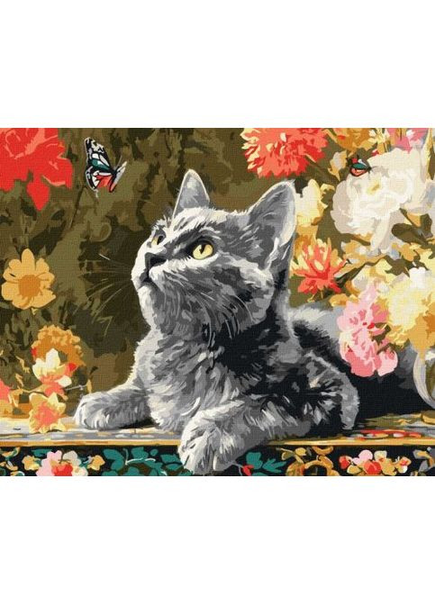 Картина за номерами - "Кошеня та метелики" ©art_selena_ua, 40х50см IDEYKA (370389186)
