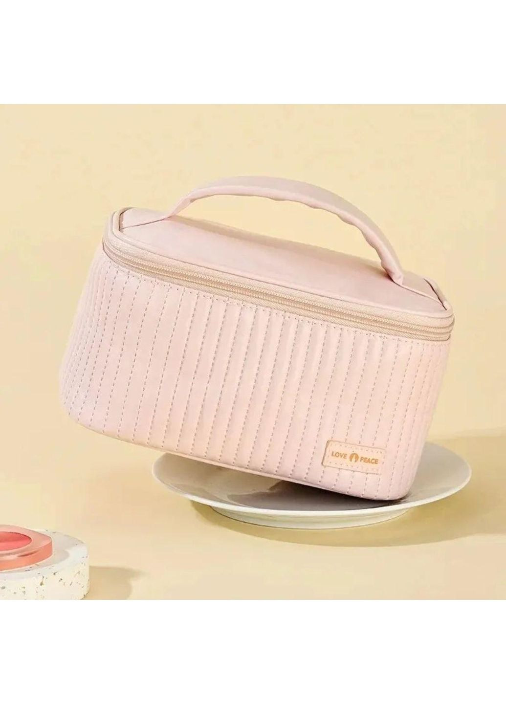 Косметичка из искусственной кожи, дорожный органайзер для косметики Розовая No Brand (299871222)