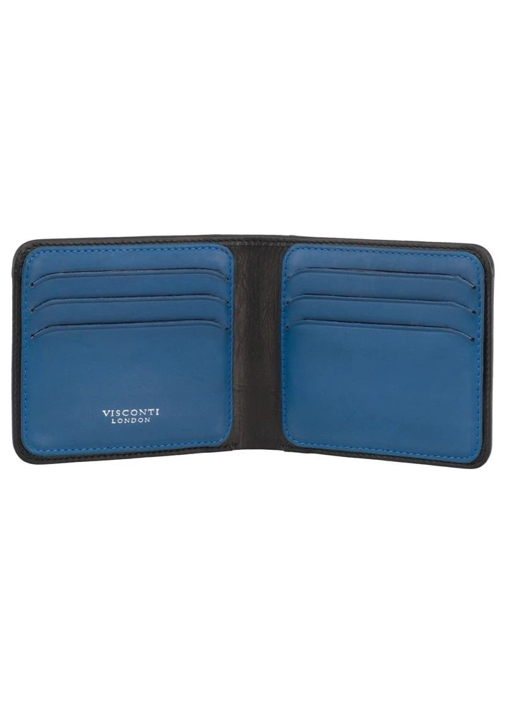 Стильний чоловічий шкіряний портмоне VSL35 BK/CB Trim c RFID (Black-Cobalt) Visconti (303829852)