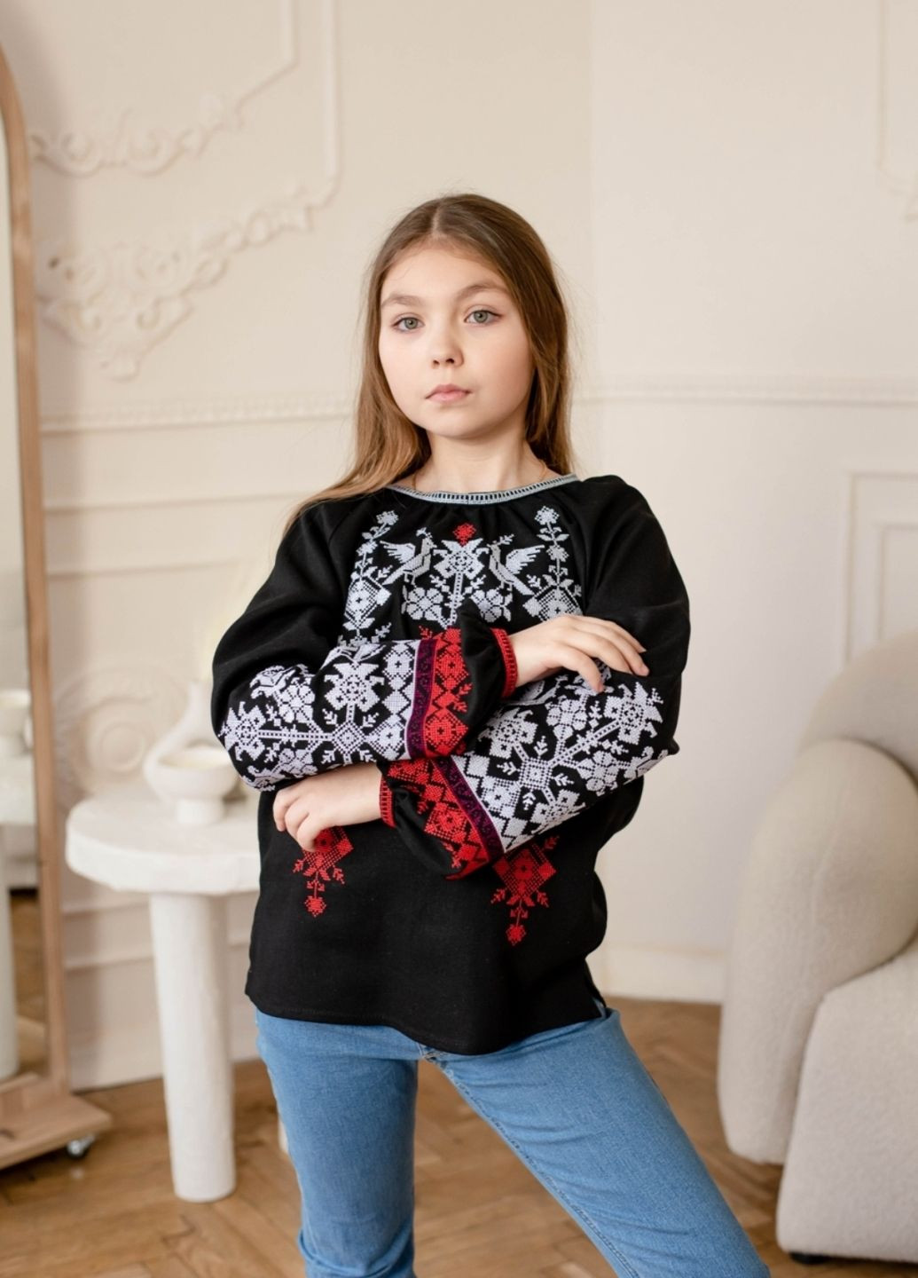 Чёрная рубашка Vyshyvanka узор украинская символика (331022702)
