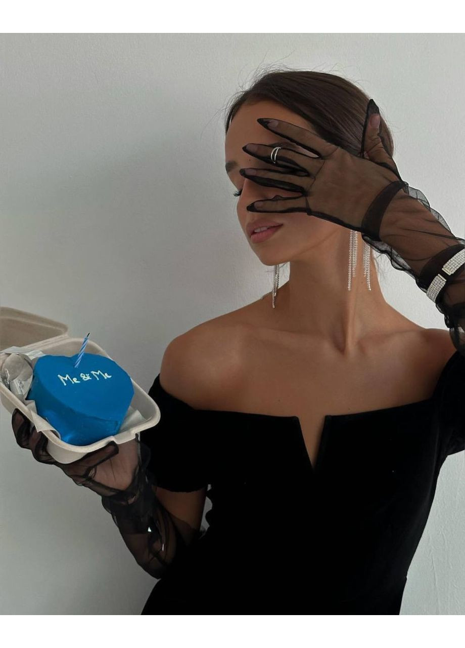 Чорна вечірня оксамитова міді сукні святкова силуетна Adelante однотонна