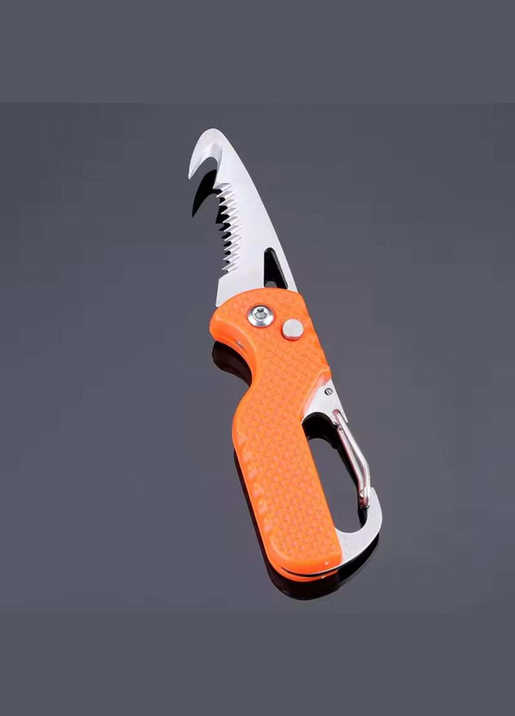 Складаний ніж-різець із зазубринами (серейтором) та стропорізом, помаранчевий No Brand (316580410)