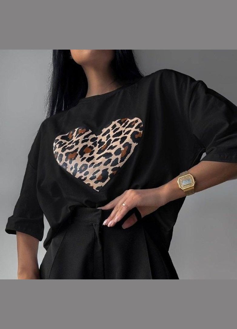 Женская футболка с принтом повседневная M Черный No Brand - (341250307)