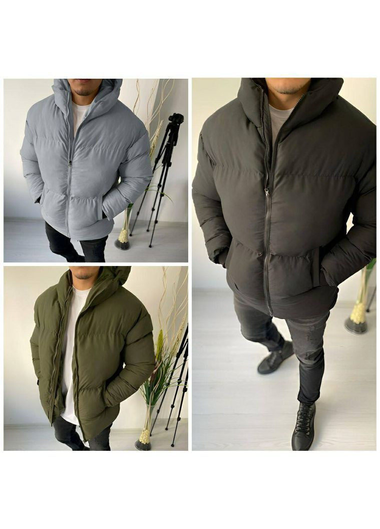 Оливковая (хаки) зимняя мужская зимняя куртка No Brand