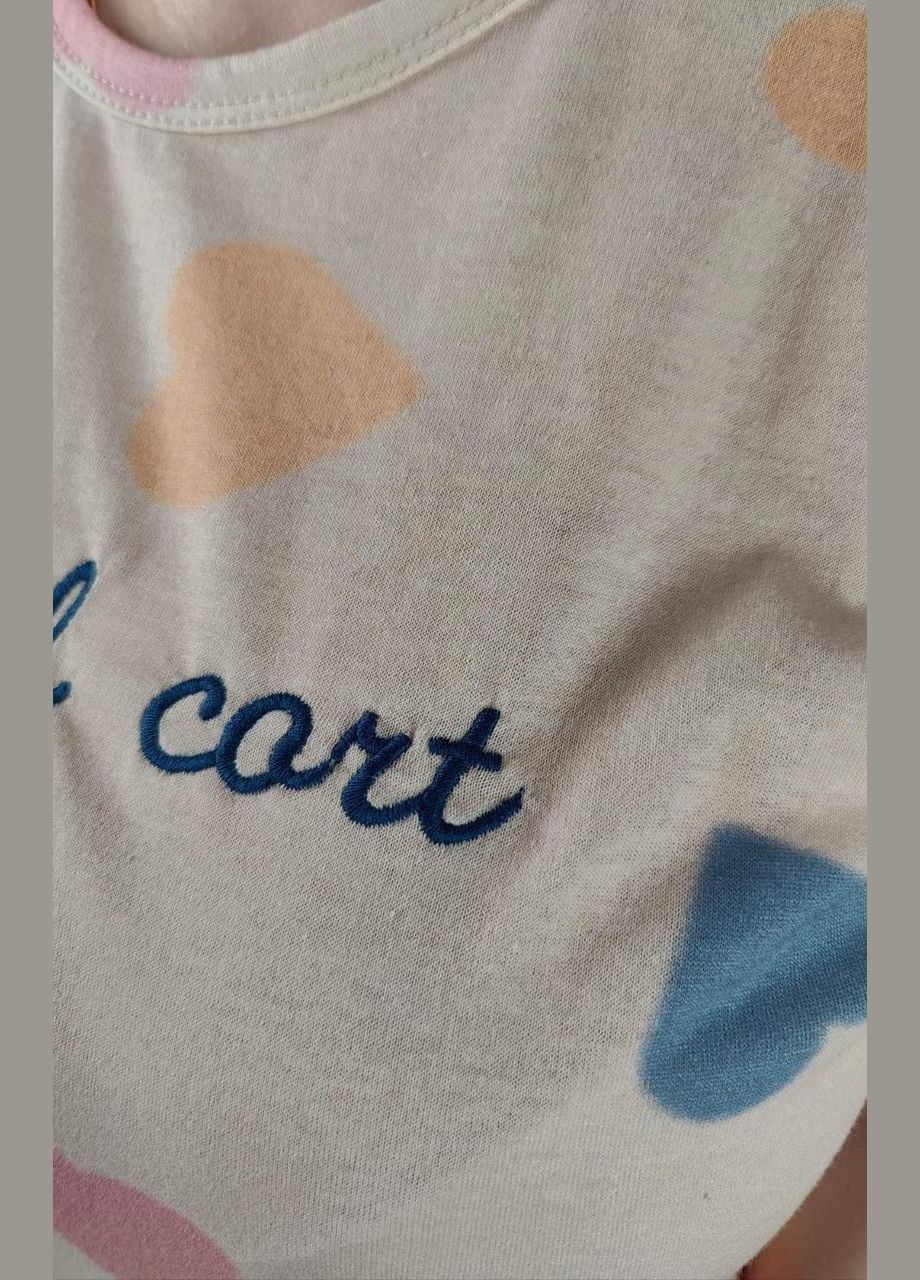 Бежевая всесезон женская коттоновая пижама с футболкой и шортами турецкого производства Mirano