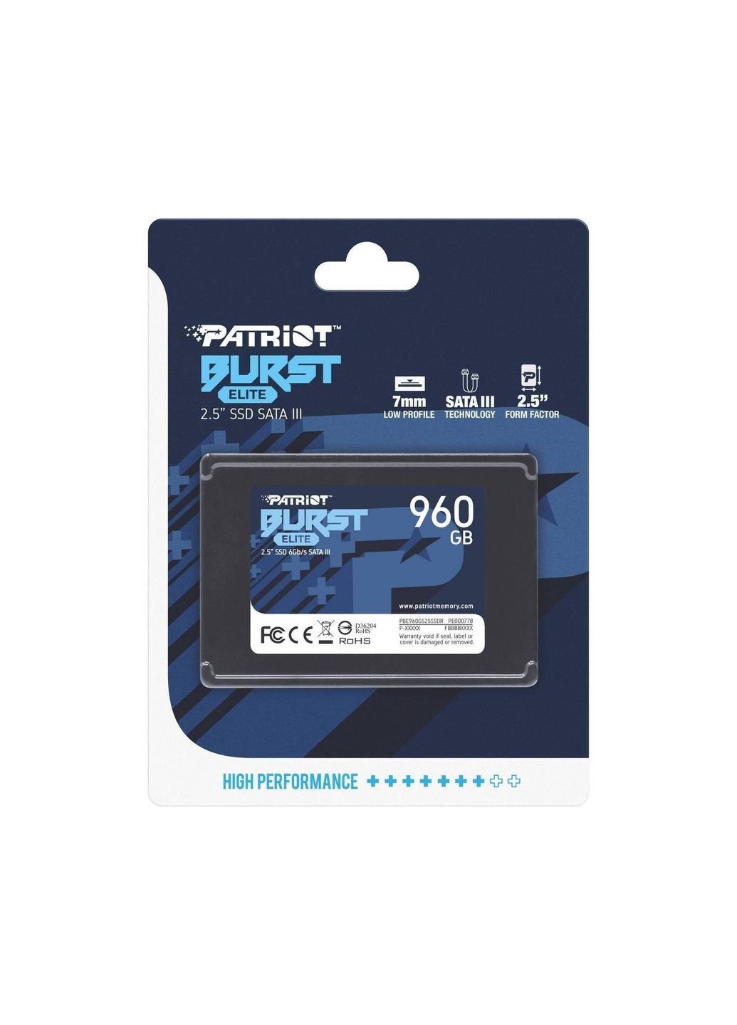 Накопичувач SSD 960GB Burst Elite 2.5" SATAIII TLC (PBE960GS25SSDR) Patriot (341489849)