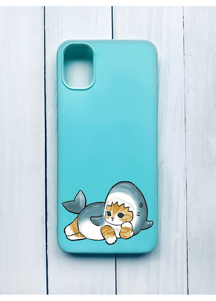 Матовий чохол для Samsung Galaxy A51 (2020)/A515 Бірюзовий:: Котик акула (принт 355) CASE CONTROL (360684357)