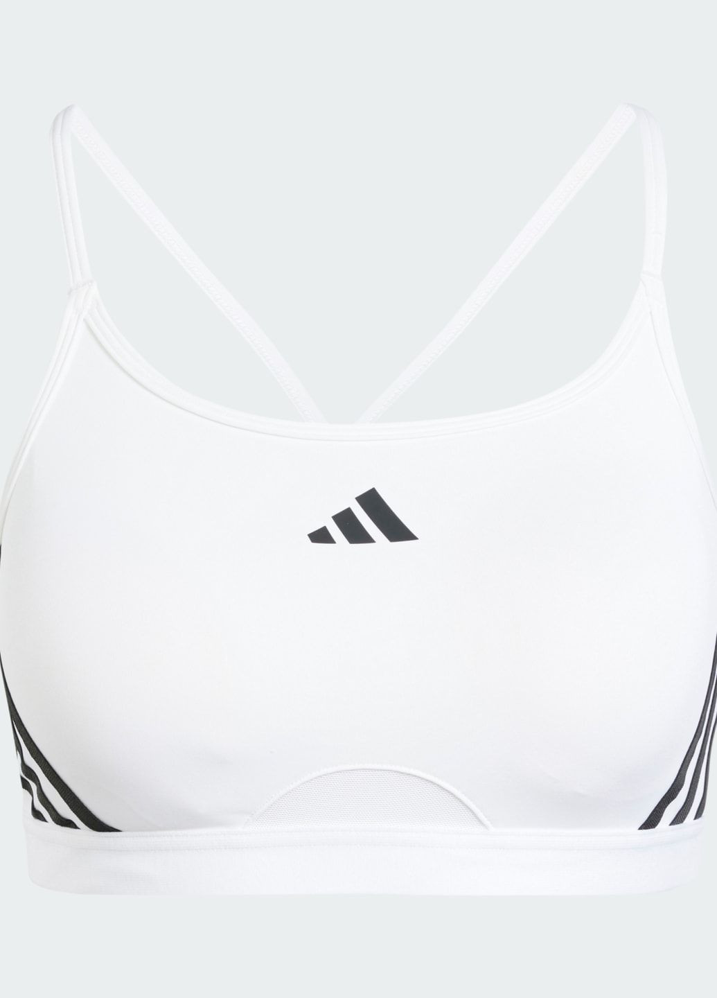 Белый спортивный бра aeroreact training light-support 3-stripes adidas