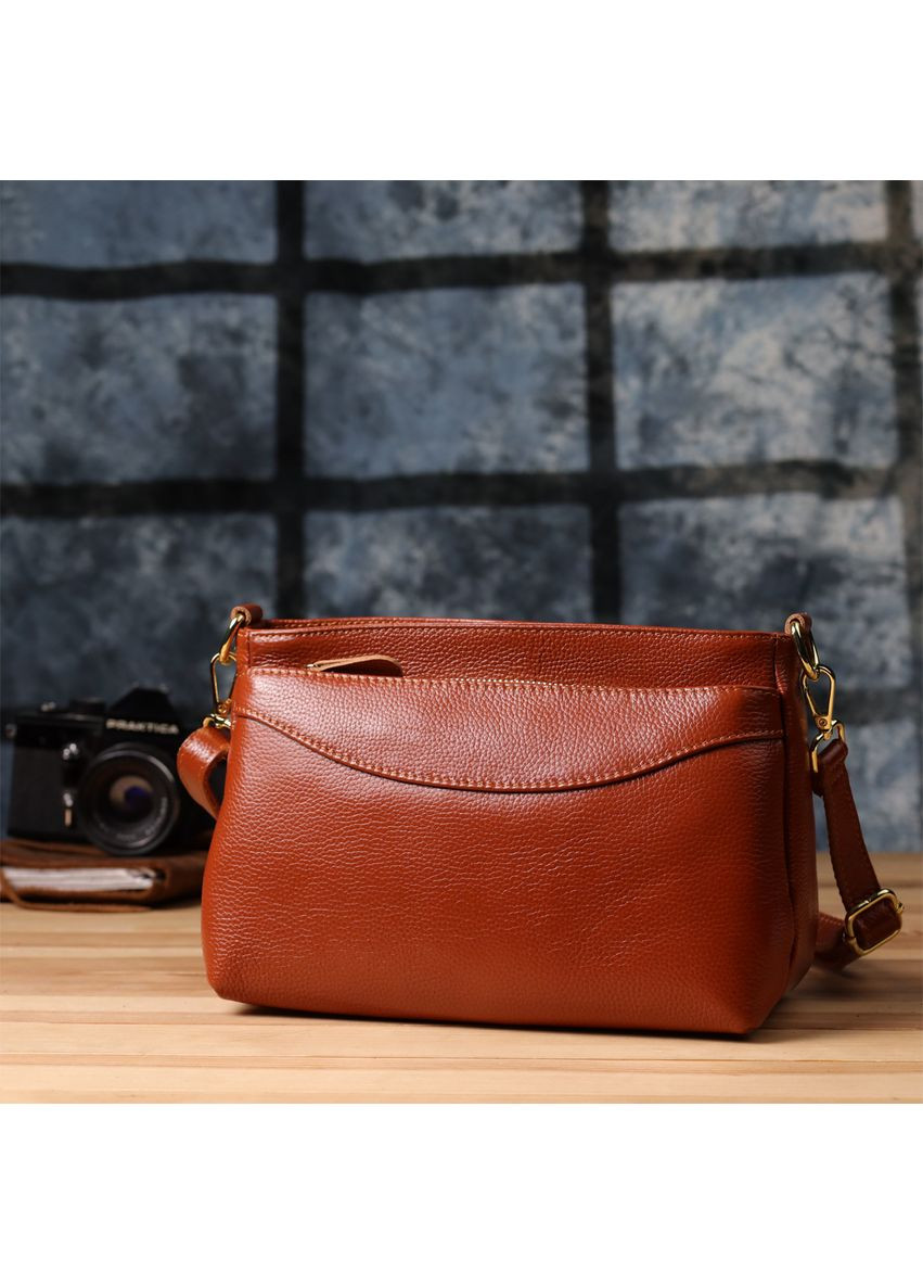 Жіноча сумка з натуральної шкіри з формостійким дном коричнева Vintage (352167672)